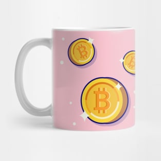 Gold Bitcoin Cartoon Vector Icon Illustration Mug